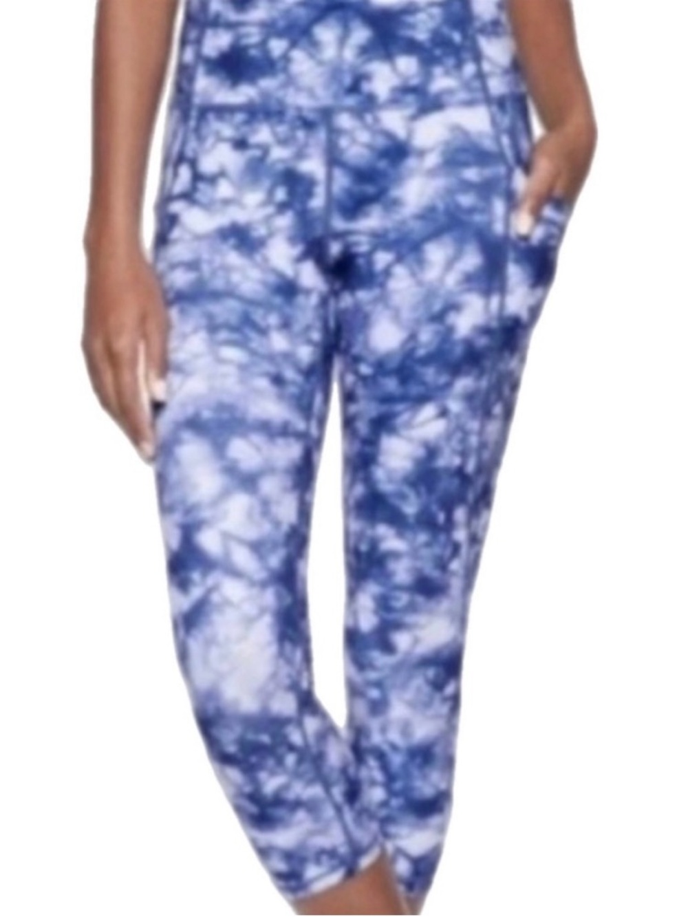 Athleta Salutation Stash Pocket 7/8 Leggings Blue Tie Dye XS Yoga Activewear